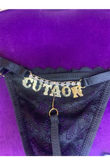 CALCINHA STRASS EM RENDA (CU TA ON) PRETO