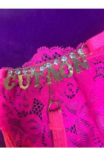CALCINHA STRASS EM RENDA (CU TA ON) ROSA