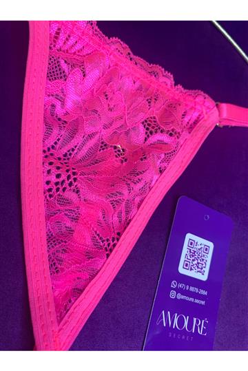 CALCINHA STRASS EM RENDA (CU TA ON) ROSA