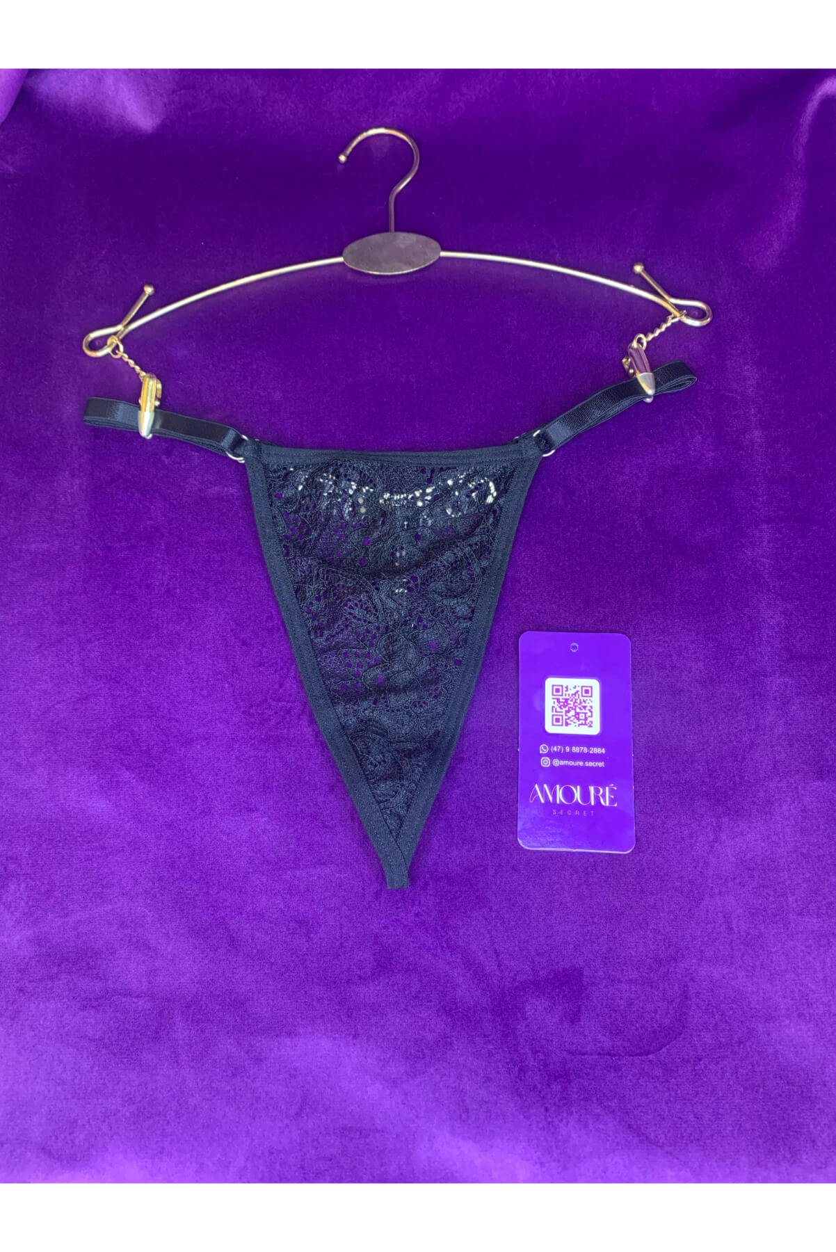 CALCINHA STRASS EM RENDA (CU TA ON) PRETO