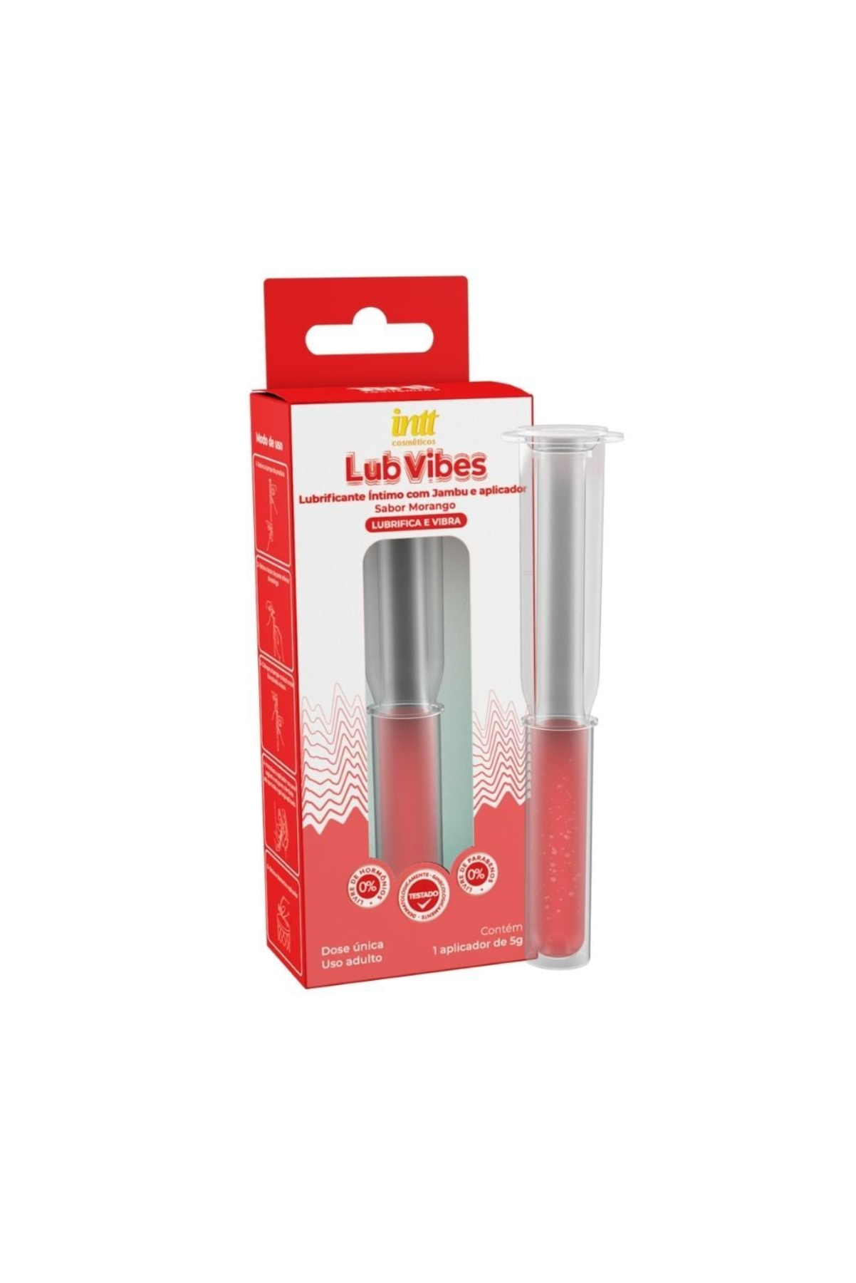 LUB-IN LUBRIFICANTE QUE VIBRA COMESTÍVEL COM APLICADOR PARA INTRODUZIR MORANGO 5G